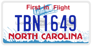 TBN1649 license plate in North Carolina