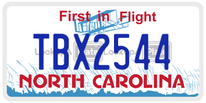TBX2544 license plate in North Carolina