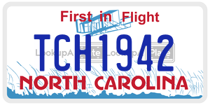 TCH1942  license plate in NC