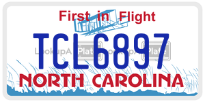 TCL6897 license plate in North Carolina