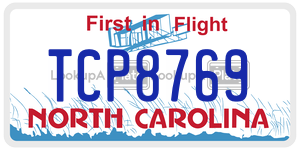 TCP8769 license plate in North Carolina