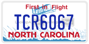 TCR6067 license plate in North Carolina