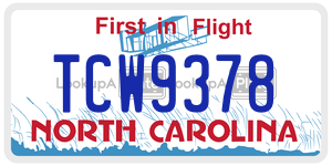 TCW9378  license plate in NC