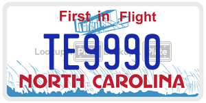 TE9990 license plate in North Carolina