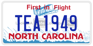 TEA1949 license plate in North Carolina