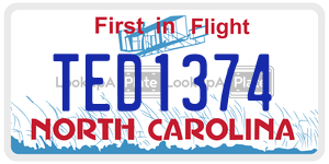 TED1374 license plate in North Carolina