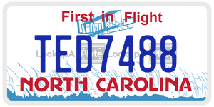 TED7488 license plate in North Carolina