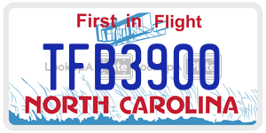 TFB3900 license plate in North Carolina