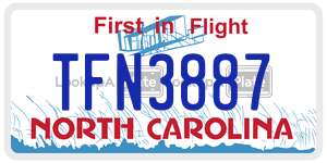 TFN3887 license plate in North Carolina