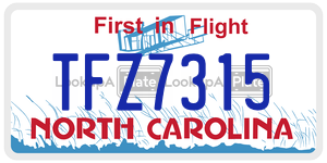 TFZ7315 license plate in North Carolina