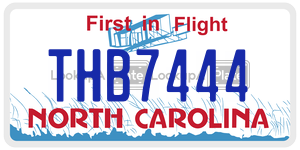 THB7444  license plate in NC