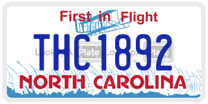 THC1892  license plate in NC