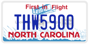 THW5900 license plate in North Carolina