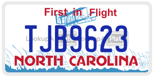 TJB9623  license plate in NC