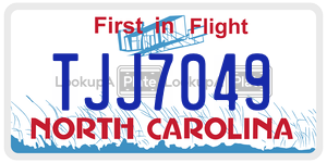 TJJ7049  license plate in NC