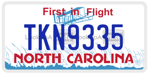 TKN9335  license plate in NC
