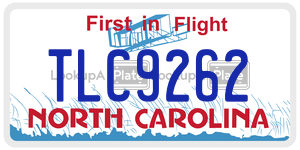 TLC9262 license plate in North Carolina