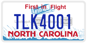 TLK4001 license plate in North Carolina