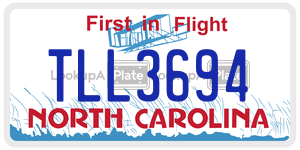 TLL3694  license plate in NC