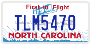 TLM5470  license plate in NC