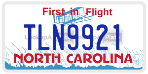 TLN9921 license plate in North Carolina