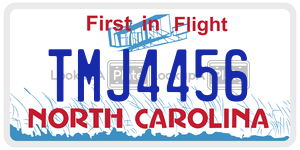 TMJ4456 license plate in North Carolina