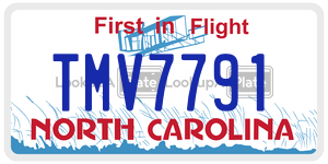 TMV7791 license plate in North Carolina