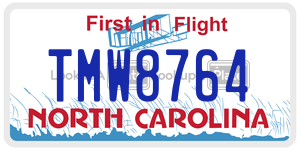 TMW8764 license plate in North Carolina