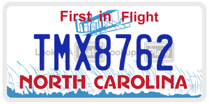 TMX8762 license plate in North Carolina