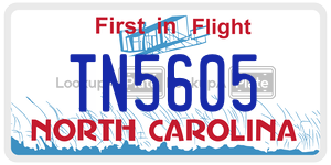 TN5605 license plate in North Carolina