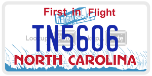 TN5606 license plate in North Carolina