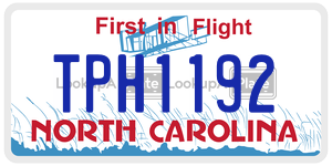 TPH1192 license plate in North Carolina