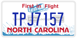 TPJ7157 license plate in North Carolina
