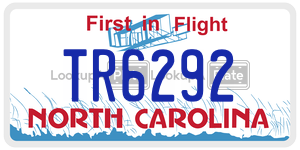 TR6292 license plate in North Carolina