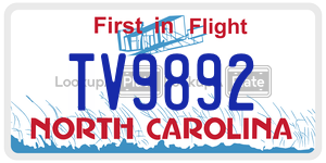 TV9892 license plate in North Carolina