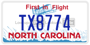 TX8774  license plate in NC