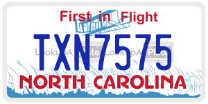 TXN7575  license plate in NC