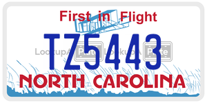 TZ5443  license plate in NC