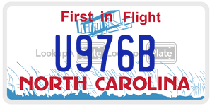 U976B license plate in North Carolina