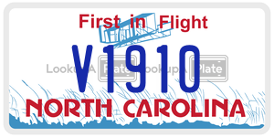 V1910  license plate in NC