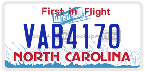 VAB4170 license plate in North Carolina