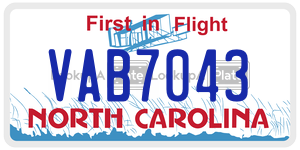 VAB7043  license plate in NC