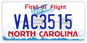 VAC3515 license plate in North Carolina