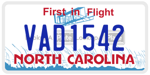 VAD1542 license plate in North Carolina