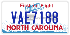 VAE7188 license plate in North Carolina