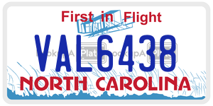 VAL6438 license plate in North Carolina