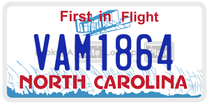 VAM1864 license plate in North Carolina