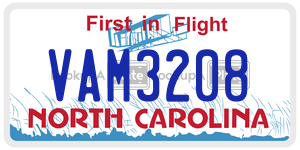 VAM3208 license plate in North Carolina