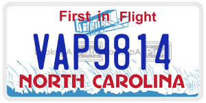VAP9814 license plate in North Carolina