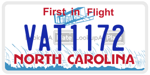 VAT1172 license plate in North Carolina